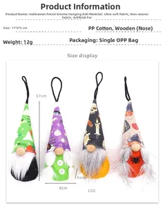 Spécifications de taille pour pendentifs gnomes d'Halloween avec chapeaux pointus imprimés