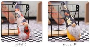 Détail des nains d'Halloween Modèles C et D avec motifs effrayants et barbes en fibres