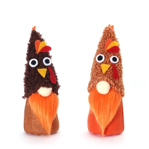 Handmade Thanksgiving turkey gnome plush set with LED lights and festive fall ornaments