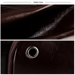 Détails macro du cuir véritable marron foncé avec œillet métallique et zip argenté