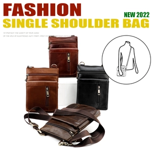 Four colors of men leather shoulder bags with RFID protection and multi-pocket layout
