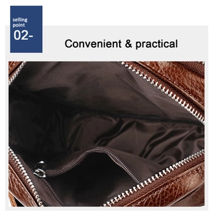 Détails de l'intérieur d'un sac en cuir avec fermeture éclair et poches de rangement