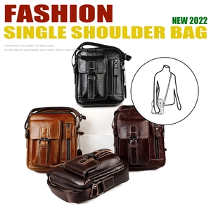 Borsa a tracolla verticale in pelle da uomo con tasche multiple e antifurto