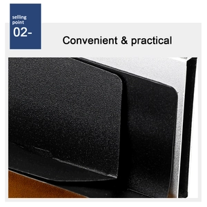 Close-up of leather card holder with aluminum pop-up case and textured black finish