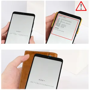 Detailed view of the vintage brown leather card holder featuring RFID NFC blocking protection
