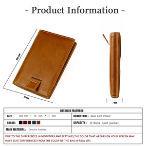 Porta carte in pelle marrone dimensioni 105x75x7mm con capacità per 8 scomparti