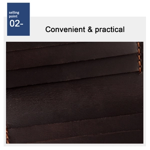 Close-up of brown crazy horse leather wallet featuring multiple card slots and contrast stitching