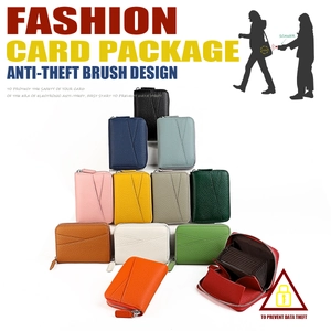 Pila di porta carte colorati in pelle con trama litchi e protezione RFID sicura