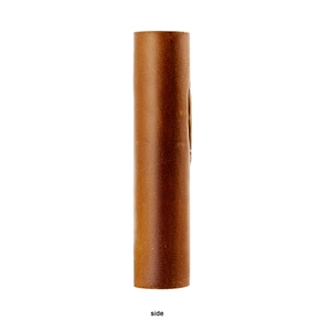 Side view of handmade crazy horse leather wallet showing cylindrical edge and stitching