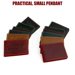 Multiple colors of handmade vintage crazy horse leather driver's license holders shown