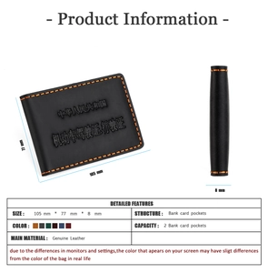 Detailed size chart for the vintage black leather driver license holder with dimensions