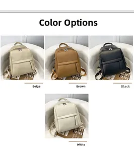 Collection de sacs à dos en cuir PU décontractés en beige, marron, noir et blanc
