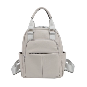 Women Fashion Backpack PU Leather Litchi Texture Multi-Pocket Travel Casual Daily School Shoulder Bag Anti-Theft