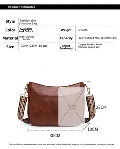 Tabella delle taglie e specifiche della borsa tote marrone con tracolla a motivi geometrici