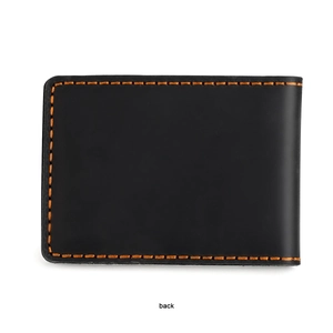 Back view of handmade crazy horse leather driving license cover with orange stitching