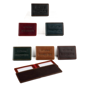 Retro Crazy Horse Genuine Leather Driver License Holder RFID Blocking Bifold ID Card Case Vintage Credit Card Organizer