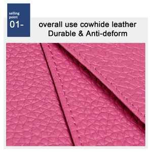 Gros plan sur le cuir de vachette rose grainé avec des coutures très durables