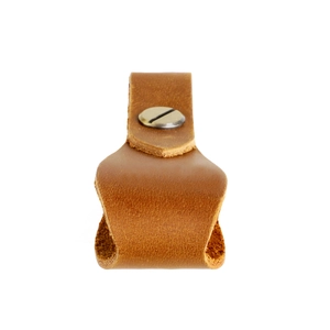 Detail of crazy horse leather strap with vintage silver screw closure for keychains