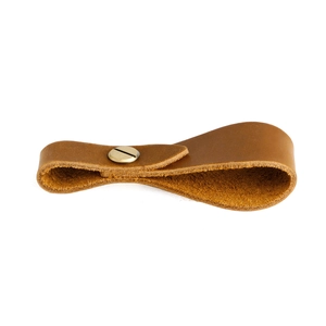 Crazy horse leather multipurpose keychain and strap with a vintage brass screw buckle