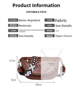 Detailed view of vintage brown crossbody bag dimensions with iPad Mini size comparison