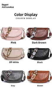 Detailed close-up of high-quality PU leather crossbody bags in six assorted colors