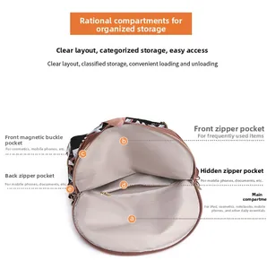 Detailed view of inner compartments showing multi-pocket storage and fabric lining
