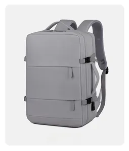 Side view of large capacity waterproof travel backpack with breathable mesh back straps