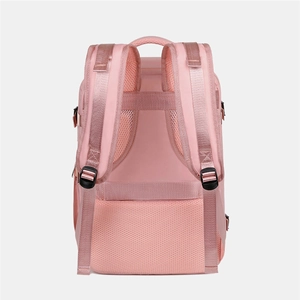 Pink large capacity travel backpack with ergonomic breathable mesh back and S-straps