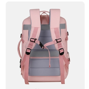 Pink large capacity travel backpack with breathable mesh back and chest strap support
