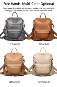 Κολάζ από τέσσερα vintage δερμάτινα σακίδια πλάτης σε γκρι, καφέ, χακί και λευκό χρώμα