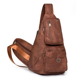 Sac Bandoulière Rétro en Cuir PU pour Femme Multi-Poches Sac Sling pour Voyage Décontracté Large Bandoulière