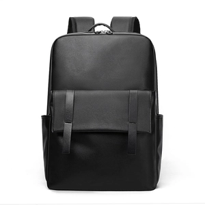 Sac à dos d'affaires noir de grande capacité en cuir mat de qualité supérieure