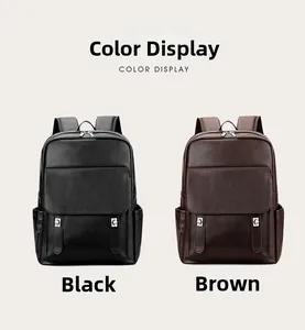 Zaini business in pelle martellata nera e marrone scuro con patte magnetiche