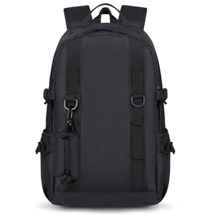 Detail of waterproof nylon tactical backpack with MOLLE system and detachable pouch