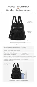 Détails du sac à dos noir en cuir PU montrant sa texture, ses sangles et poches