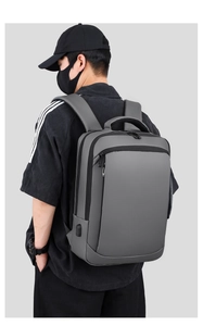 Modern business backpack with USB charging port and breathable mesh back panel