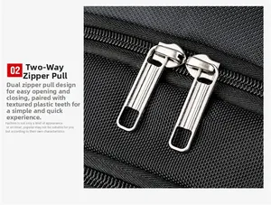 Detail of durable dual metal zippers on black nylon fabric for smooth two-way opening