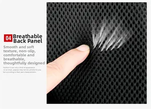 Close-up of breathable black mesh padding on the back of a comfortable business backpack