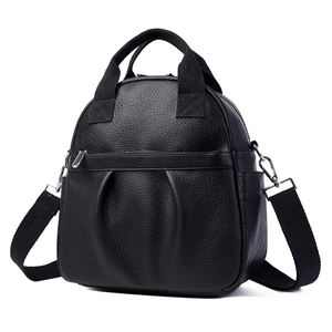 Zaino versatile in pelle PU nera con motivo litchi, grande capacità e tracolla rimovibile