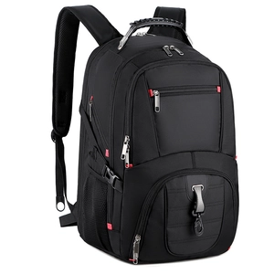 Mochila de negocios negra para hombre con compartimento para portátil y bolsillos de red