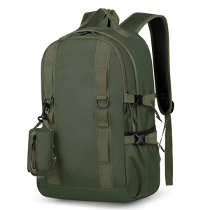 Large capacity army green tactical hiking backpack with durable MOLLE system webbing