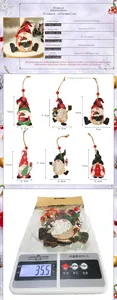 Size chart for 6 pieces painted wooden gnome ornaments with precise dimensions and weight