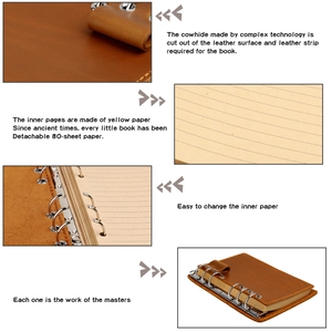 Détail d'un carnet vintage rechargeable avec couverture cuir et classeur métal à 6 trous