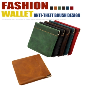Close-up of crazy horse leather coin purse showing premium texture and RFID protection
