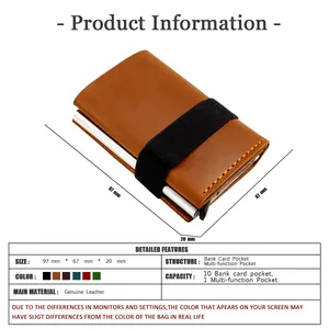Detailed size specifications for the crazy horse leather wallet with RFID blocking card box