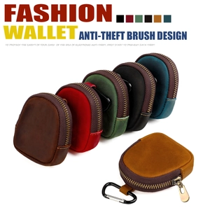 Macro shot of crazy horse leather shell wallets with anti-theft RFID protection