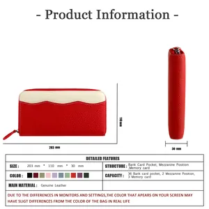Genuine leather RFID passport wallet size 203x110x30mm with 36 card slots and 2 compartments