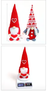 Detailed view showing the 30cm height measurement and weight of the plush Valentine gnomes