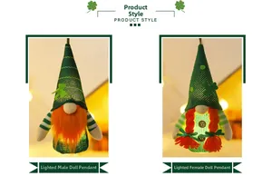 Gnomes de la Saint-Patrick lumineux avec trèfle vert pour décoration de fête irlandaise