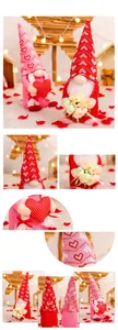 Détails de gnomes décoratifs avec bonnets tricotés à cœurs et finitions en peluche
